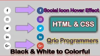 Social Icon Hover Effect From Black&White to Colorfull || HTML & CSS || Qrio Programmers