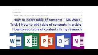 How to insert table of contents | MS Word Trick | How to add the table of contents in my research
