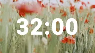 32 Minute Timer with Relaxing Music and Alarm, Countdown Clock for Stress Relief