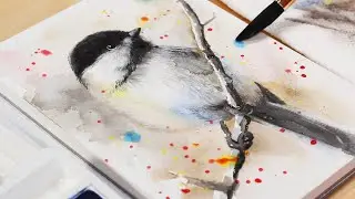 Watercolor Bird Painting Tutorial - Step by Step How To Paint a Chickadee With Watercolours
