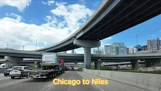 Driving from Chicago to Niles via outbound express lanes on I-90/I-94 Expressway