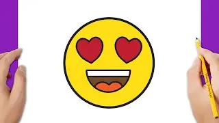 How to Draw a Smiling Face With Heart-Shaped Eyes Emoji Easy