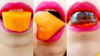 ASMR Orange Food Eating Sounds : ASMR Satisfying Orange Food