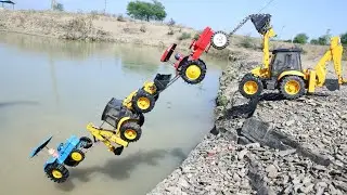 Accident JCB 5CX Mahindra Swaraj Tractor Pulling Out JCB 5CX ? Dumper Tipper | Cartoon Jcb | CS Toy