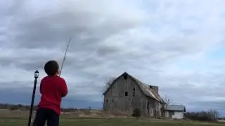 Kide flys his first nerf kite