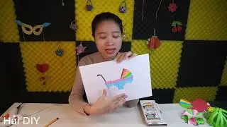 Hướng dẫn vẽ và tô màu chiếc xe đẩy em bé cực lộng lẫy | Hải DIY