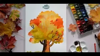 Как нарисовать осеннее дерево. Видеоурок для детей 4+