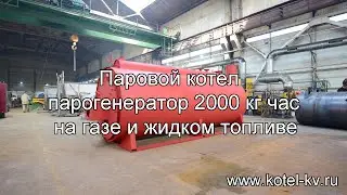 Паровой котел парогенератор 2000 кг на газе и жидком топливе