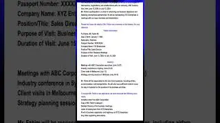 Invitation Letter for a Business Visa to Australia