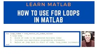 How to use for loop in MATLAB