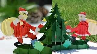 Santa Claus and Pine Tree Pop-up Card for Christmas