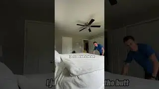 Attempting to remake the bed in one second.