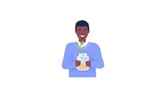 Animated happy man growing money