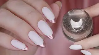 How to do a quick and easy French manicure//The perfect French manicure with a stamp (regular pol...