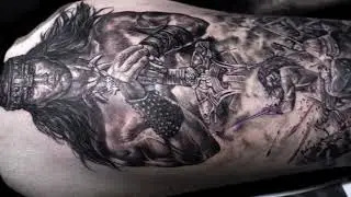 Тату воин и битва на ноге | Warrior Tattoo on the Leg | @SuvorovTattoo