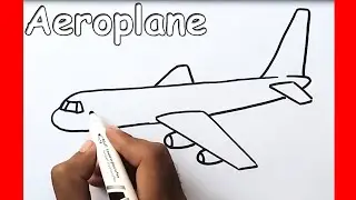 Aeroplane Drawing painting colouring for kids | How to draw and learn cute easy