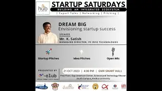 Startup Saturdays |  DREAM BIG Envisioning Startup Success  | 21 october, 2023 | 4:00 PM