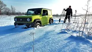 Одиночный выезд на Suzuki Jimny по глубокому снегу