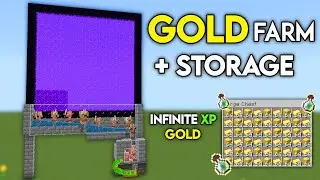 EASY Gold XP Farm with Storage System - Minecraft Bedrock 1.21!