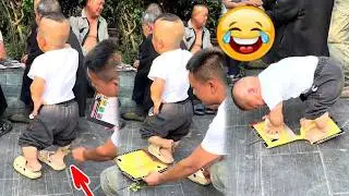 99cm Dwarf Person Was Pranked! Shoes Turned Into A Sticky Board, Too Funny.