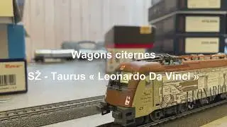 SŽ Taurus « Leonardo Da Vinci » tractant un convoi de wagons citernes