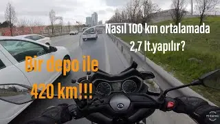 Xmax 300 ile 100 km de ortalama 2,7 lt nasıl yapılır? | Bir depo ile 420 km nasıl gidilir?😜😂👍