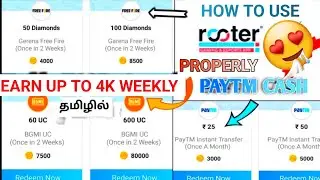 Rooter App Full details Tamil | Free Diamond 💎 | Free Bgmi Uc | Paytm Money Earning App | Tamil