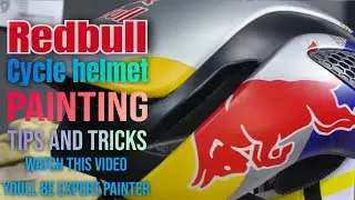 how to paint cycle helmet | RED BULL helmet | watch this video youll be expert painter 👹👹👹🫅