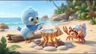 A Little Bird Catches Fish While a Hermit Crab Prepares Dinner