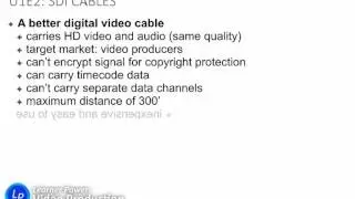U1e2: SDI Cables in Video Production