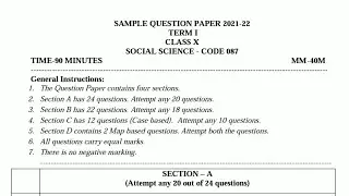 cbse social science sample paper class 10 2021 term 1