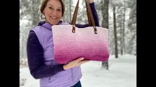 The Huggable Tote for 1 cake of Bernat Blanket Perfect Phasing yarn- easy crochet tutorial