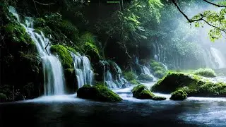 HD Magical Waterfall in River - Natural Sounds ONLY No Music -  Relax, Sleep, Quiet, Calm, Meditate