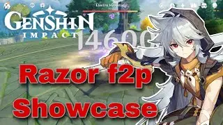 Genshin Impact Razor f2p showcase Gameplay, talents and artifacts