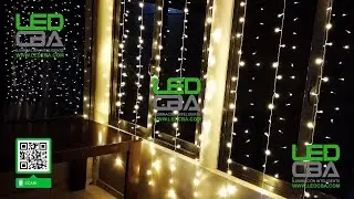 Cortina Led Luz Cálida 3 X 2 Metros 12 Tiras 240 Luces 220v con conector ampliable
