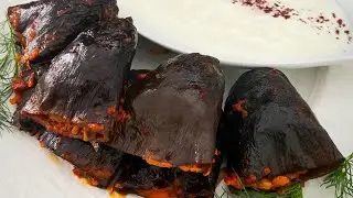 🇩🇪Getrocknete Auberginen mit Hackfleisch Füllung 🇹🇷Kuru patlıcan dolması(Türkçe Tarifi⤵️)