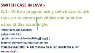 JAVA TUTORIAL LECTURE - 24//SWITCH CASE PROGRAM TO PRINT NAME OF DAY(