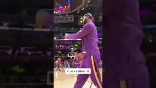 Russ and LeBron warming up before the game 🔥 #nba #basketball #lebron #russellwestbrook #Shorts