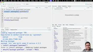 Install and load packages in R studio quantmod and tseries