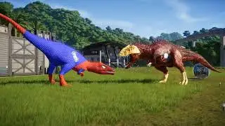 Giganotosaurus Ironman vs. Carcharodontosaurus Spiderman vs. T-Rex Iron Fist - Epic battle of Titans