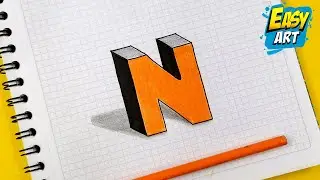 Alphabet ⭐ Very EASY Drawings - How to Draw 3D LETTERS letter N - Easy way to Draw 3D letters