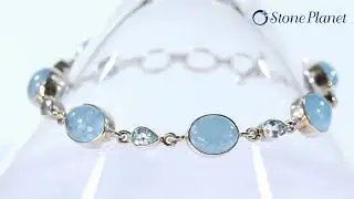 Silver bracelet with aquamarine