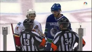 Line brawl in 3rd, Michael Ferland Calgary Flames vs Vancouver Canucks April 17 2015 NHL