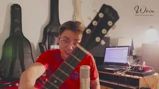 Đập Hộp Guitar Thùng Dáng Khuyết Thương Hiệu Woim Màu Đen Đẹp Xuất Sắc