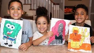 3 MARKER CHALLENGE with Spongebob, Barbie, Aquaman | FamousTubeKIDS