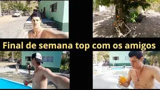 dia de piscina com os amigos no sitio