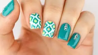 Ikat & Rhinestone Nail Art Tutorial