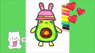 How to Draw Avocado step by step 🥑 Cute Food Easy Drawings for Kids
