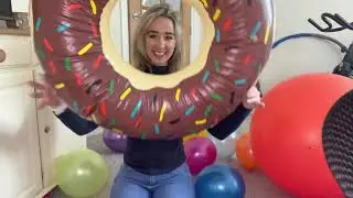 ASMR blowing up an inflatable swimming ring and jet ski