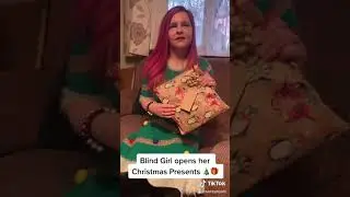 Blind girl opens  her Christmas presents and tries  to guess what she’s got #shorts